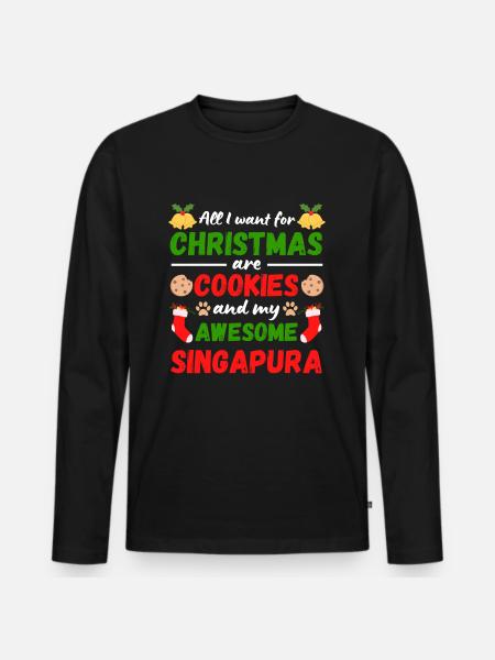 Weihnachten Singapura Katze Kekse - Männer Premium Bio Langarmshirt - Schwarz