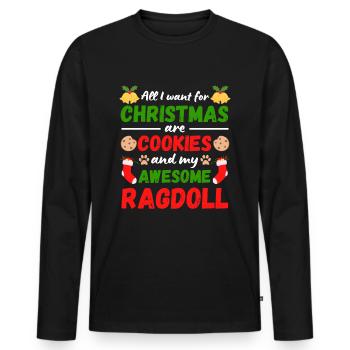 Weihnachten Ragdoll Katze Kekse - Männer Premium Bio Langarmshirt - Schwarz - Vorne - Nico (187cm)