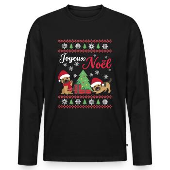 Weihnachten Süßer Deutscher Schäferhund Kawaii - Männer Premium Bio Langarmshirt - Schwarz - Vorne - Nico (187cm)