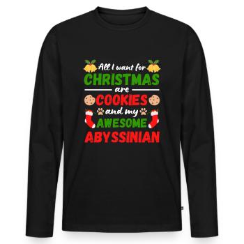 Biscuits de chat abyssins de Noël - T-shirt manches longues Premium bio Homme - noir - Devant - Nico (187cm)