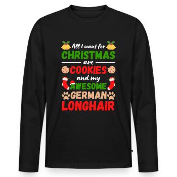 Biscuits de noël allemands à poil long - T-shirt manches longues Premium bio Homme - noir - Devant - Nico (187cm)