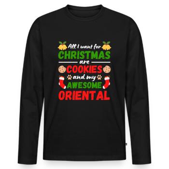 Weihnachten Orientalische Katze Kekse - Männer Premium Bio Langarmshirt - Schwarz - Vorne - Nico (187cm)