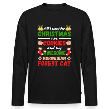 Weihnachten Waldkatze Kekse - Männer Premium Bio Langarmshirt - Schwarz - Vorne - Nico (187cm)