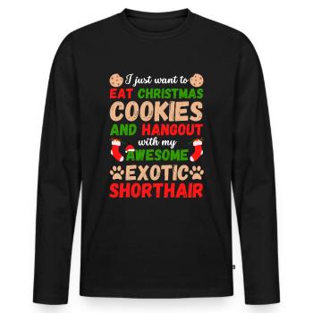 Weihnachten Katze Exotic Shorthair Kekse - Männer Premium Bio Langarmshirt - Schwarz - Vorne - Nico (187cm)