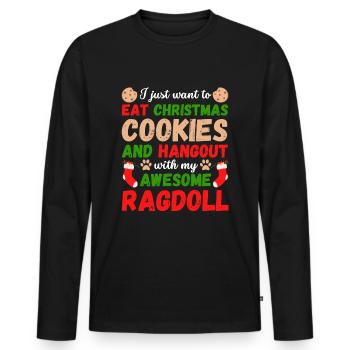 Weihnachten Ragdoll Katze Kekse - Männer Premium Bio Langarmshirt - Schwarz - Vorne - Nico (187cm)
