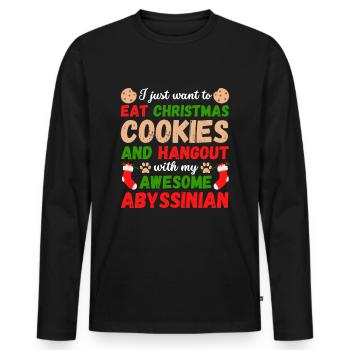 Biscuits de chat abyssins de Noël - T-shirt manches longues Premium bio Homme - noir - Devant - Nico (187cm)