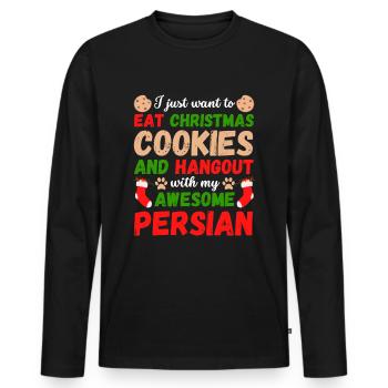Biscuits de chat persan de Noël - T-shirt manches longues Premium bio Homme - noir - Devant - Nico (187cm)