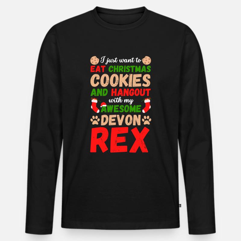 Weihnachten Katze Devon Rex Kekse - Männer Premium Bio Langarmshirt - Schwarz