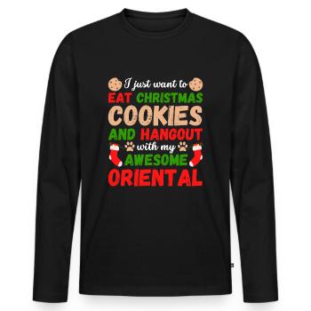 Weihnachten Orientalische Katze Kekse - Männer Premium Bio Langarmshirt - Schwarz - Vorne - Nico (187cm)