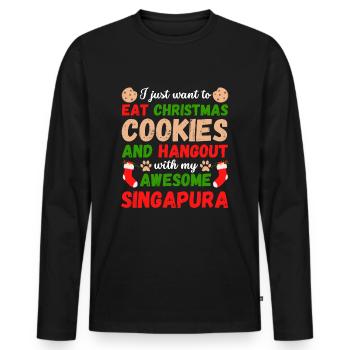 Weihnachten Singapura Katze Kekse - Männer Premium Bio Langarmshirt - Schwarz - Vorne - Nico (187cm)