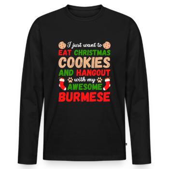 Christmas Burma Cat Cookies - Men's Premium Organic Long Sleeve Shirt - black - Front - Nico (187cm)