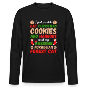 Weihnachten Waldkatze Kekse - Männer Premium Bio Langarmshirt - Schwarz - Vorne - Nico (187cm)