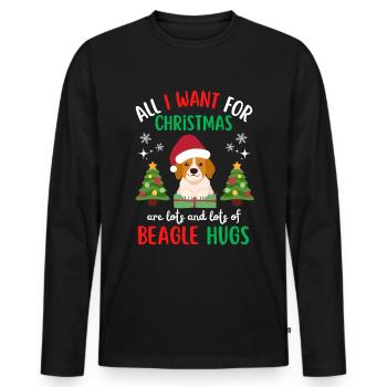 Christmas Sweet Beagle Kawaii - Men's Premium Organic Long Sleeve Shirt - black - Front - Nico (187cm)