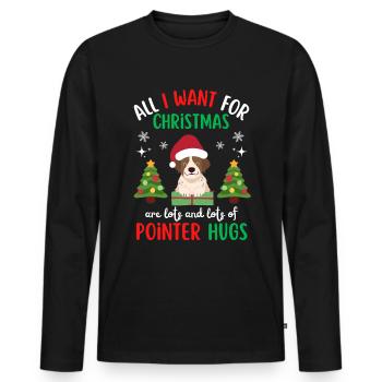 Christmas Sweet English Pointer Lover Kawaii - Men's Premium Organic Long Sleeve Shirt - black - Front - Nico (187cm)