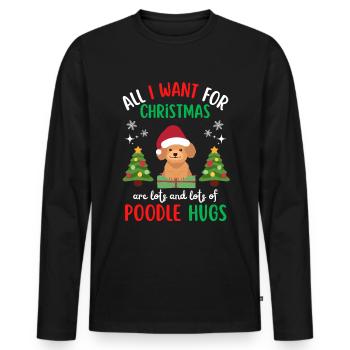 Frohe Weihnachten Süßer Pudel Kawaii - Männer Premium Bio Langarmshirt - Schwarz - Vorne - Nico (187cm)