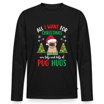 Weihnachten Süßer Mops Liebhaber Kawaii - Männer Premium Bio Langarmshirt - Schwarz - Vorne - Nico (187cm)