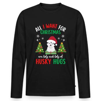 Weihnachten Süßer Husky Liebhaber Kawaii - Männer Premium Bio Langarmshirt - Schwarz - Vorne - Nico (187cm)