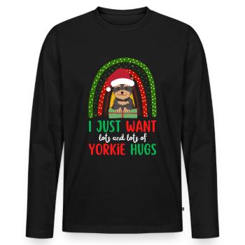 Noël mignon Yorkshire Terrier Kawaii - T-shirt manches longues Premium bio Homme - noir - Devant - Nico (187cm)