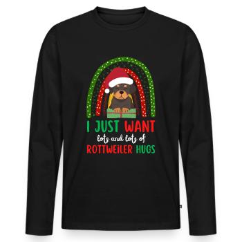 Noël mignon amant Rottweiler Kawaii - T-shirt manches longues Premium bio Homme - noir - Devant - Nico (187cm)