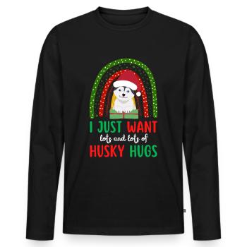 Weihnachten Süßer Husky Liebhaber Kawaii - Männer Premium Bio Langarmshirt - Schwarz - Vorne - Nico (187cm)