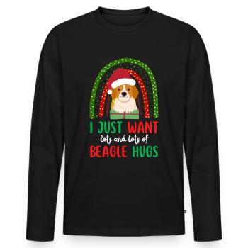 Christmas Cute Beagle Kawaii - Men's Premium Organic Long Sleeve Shirt - black - Front - Nico (187cm)