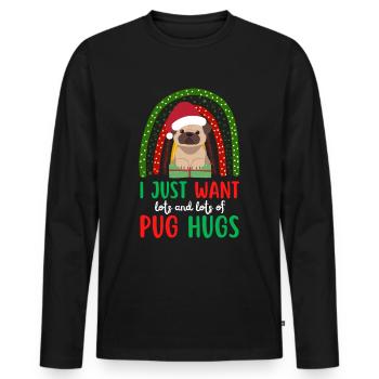 Amant de carlin mignon de Noël kawaii - T-shirt manches longues Premium bio Homme - noir - Devant - Nico (187cm)