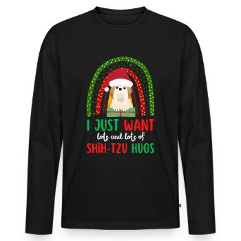 Weihnachten Süßer Shih Tzu Liebhaber Kawaii - Männer Premium Bio Langarmshirt - Schwarz - Vorne - Nico (187cm)