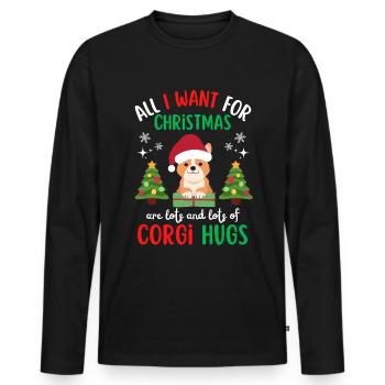 Noël Sweet Welsh Corgi Kawaii - T-shirt manches longues Premium bio Homme - noir - Devant - Nico (187cm)