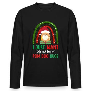 Noël Sweet Dwarf Spitz Lover Kawaii - T-shirt manches longues Premium bio Homme - noir - Devant - Nico (187cm)