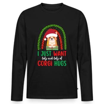 Noël mignon Welsh Corgi Kawaii - T-shirt manches longues Premium bio Homme - noir - Devant - Nico (187cm)