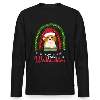 Weihnachten Süßer Beagle Kawaii - Männer Premium Bio Langarmshirt - Schwarz - Vorne - Nico (187cm)