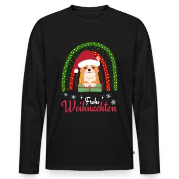Noël Sweet Welsh Corgi Kawaii - T-shirt manches longues Premium bio Homme - noir - Devant - Nico (187cm)