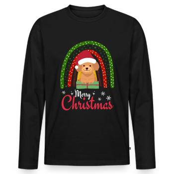 Frohe Weihnachten Süßer Pudel Kawaii - Männer Premium Bio Langarmshirt - Schwarz - Vorne - Nico (187cm)