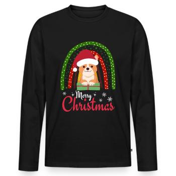 Noël Sweet Welsh Corgi Kawaii - T-shirt manches longues Premium bio Homme - noir - Devant - Nico (187cm)
