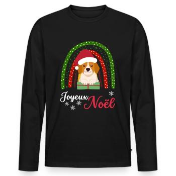 Weihnachten Süßer Beagle Kawaii - Männer Premium Bio Langarmshirt - Schwarz - Vorne - Nico (187cm)