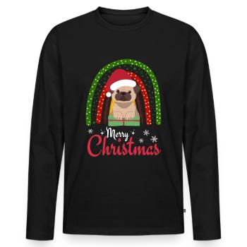 Weihnachten Süßer Mops Liebhaber Kawaii - Männer Premium Bio Langarmshirt - Schwarz - Vorne - Nico (187cm)