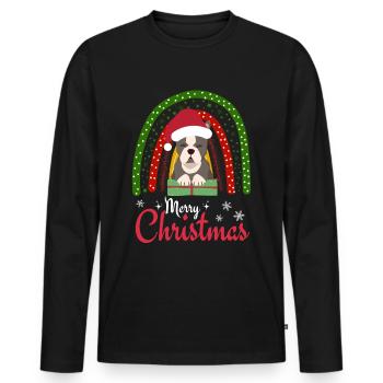 Noël Sweet Boston Terrier Kawaii - T-shirt manches longues Premium bio Homme - noir - Devant - Nico (187cm)