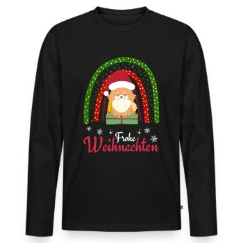 Noël Sweet Dwarf Spitz Lover Kawaii - T-shirt manches longues Premium bio Homme - noir - Devant - Nico (187cm)