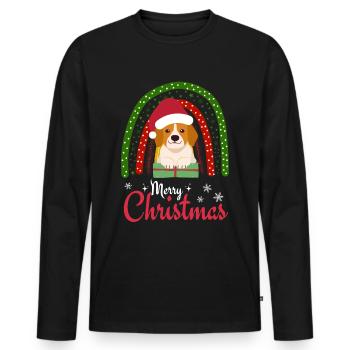 Christmas Sweet Beagle Kawaii - Men's Premium Organic Long Sleeve Shirt - black - Front - Nico (187cm)