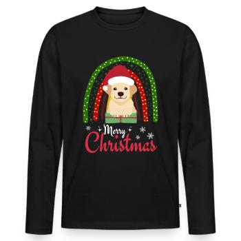 Noël mignon Labrador Retriever Kawaii - T-shirt manches longues Premium bio Homme - noir - Devant - Nico (187cm)