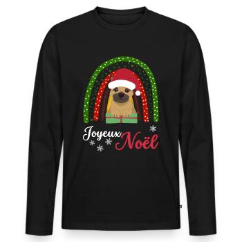 Weihnachten Süßer Deutscher Schäferhund Kawaii - Männer Premium Bio Langarmshirt - Schwarz - Vorne - Nico (187cm)