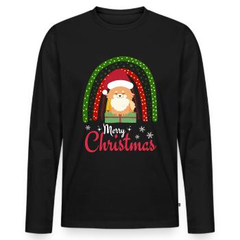 Noël Sweet Dwarf Spitz Lover Kawaii - T-shirt manches longues Premium bio Homme - noir - Devant - Nico (187cm)