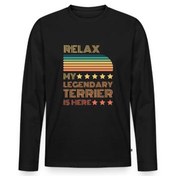 Relax my legendary Terrier is here Retro - Men's Premium Organic Long Sleeve Shirt - black - Front - Nico (187cm)