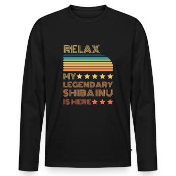 Relax my legendary Shiba Inu is here Retro - Men's Premium Organic Long Sleeve Shirt - black - Front - Nico (187cm)
