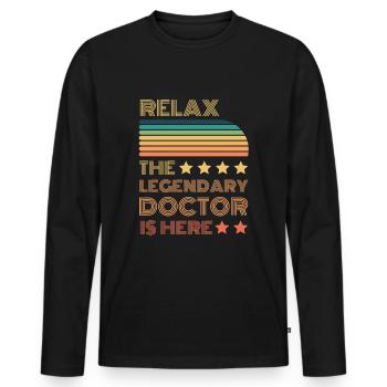 Relax der Legendäre Doktor ist hier Retro - Männer Premium Bio Langarmshirt - Schwarz - Vorne - Nico (187cm)