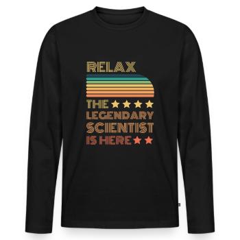 Relax the Legendary Scientist is retro here - Men's Premium Organic Long Sleeve Shirt - black - Front - Nico (187cm)