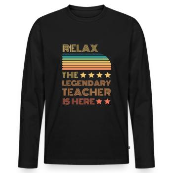 Relax der Legendäre Lehrer ist hier Retro - Männer Premium Bio Langarmshirt - Schwarz - Vorne - Nico (187cm)