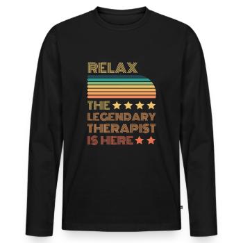Relax the Legendary Therapist is retro here - Men's Premium Organic Long Sleeve Shirt - black - Front - Nico (187cm)