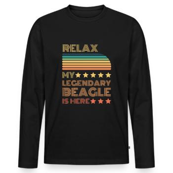 Relax my legendary Beagle is here Retro - Men's Premium Organic Long Sleeve Shirt - black - Front - Nico (187cm)