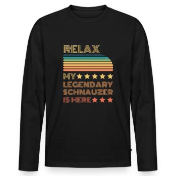 Relax my legendary Schnauzer is here Retro - Men's Premium Organic Long Sleeve Shirt - black - Front - Nico (187cm)